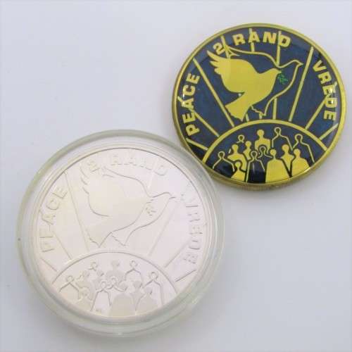 1993 Set of Peace R2 coins - 1 in Silver - 1 gold plated and Enamel - multiclour - 4800 Minted