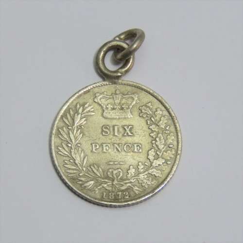 1872 Great Britain sixpence made into pendant