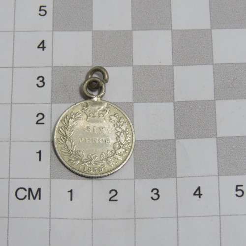 1859 Great Britain three pence made into pendant
