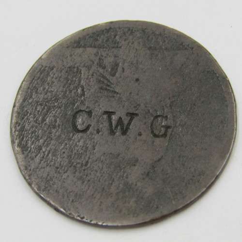 Victorian Penny Stamped WEH on obverse and CWG on reverse