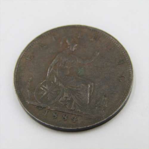 1884 Great Britain Victorian Farthing - stop after F of Farthing - XF