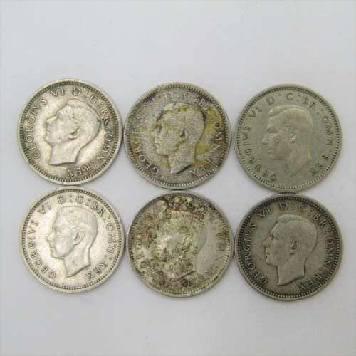 6 Great Britain tickeys - 1937 - 1942 - sold as a lot