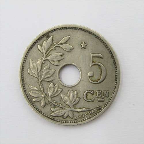 1931 Belgium 5 Centimes - double stuck on 3