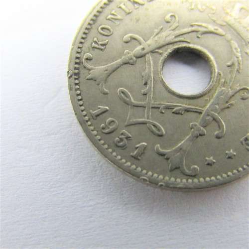 1931 Belgium 5 Centimes - double stuck on 3