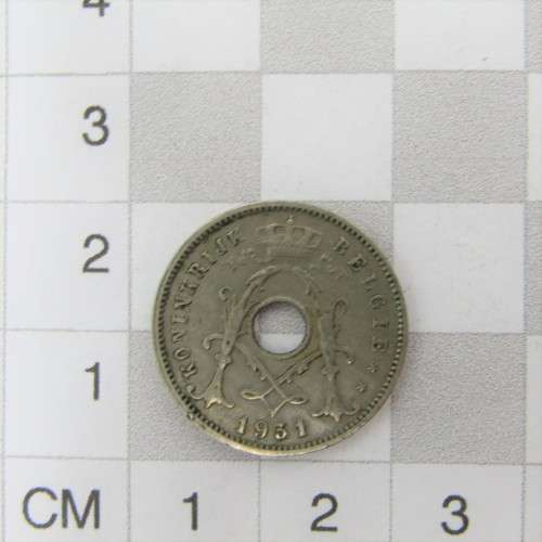 1931 Belgium 5 Centimes - double stuck on 3