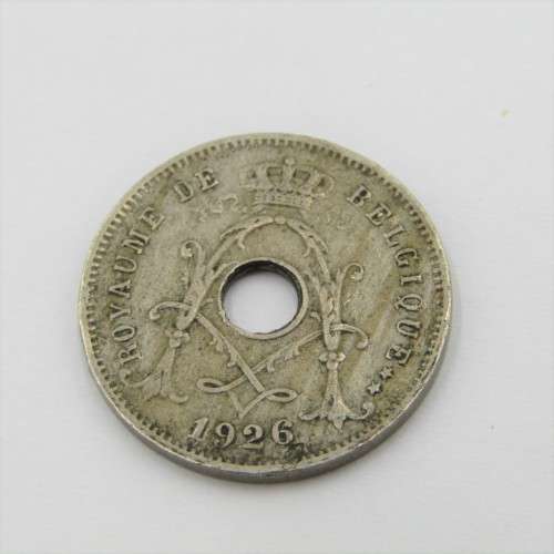 1926 Belgium Silver 5 Centimes with 6 out of place