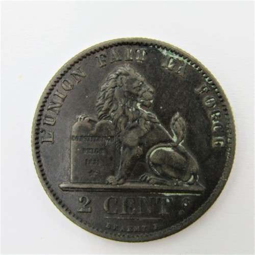 1875 Belgium copper 2 cent - AU