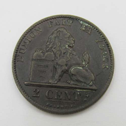 1875 Belgium copper 2 cent - AU
