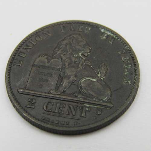 1875 Belgium copper 2 cent - AU