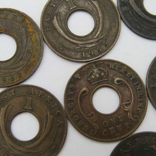 Lot of 17 different year East Africa Cent Cents