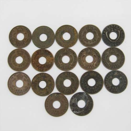 Lot of 17 different year East Africa Cent Cents
