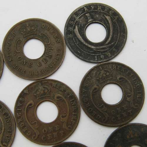 Lot of 17 different year East Africa Cent Cents