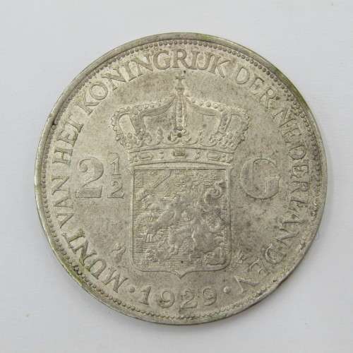 1929 Netherlands 2 1/2 Gulden - AU+