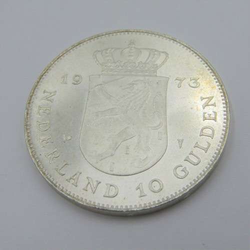 1973 Netherlands 10 Gulden - Silver - uncirculated
