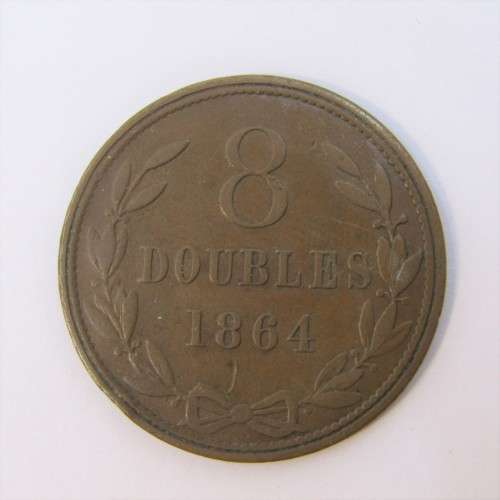 1864 Guernsey 8 Doubles - VF