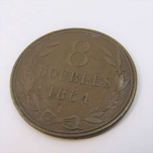 1864 Guernsey 8 Doubles - VF
