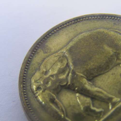 1947 Belgium Congo 5 Franc with cracked die through head of elephant - XF