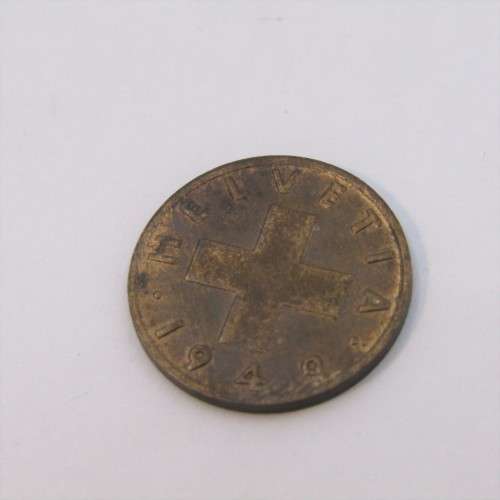 1948 and 1949 Switzerland 1 Rappen coins - both uncirculated