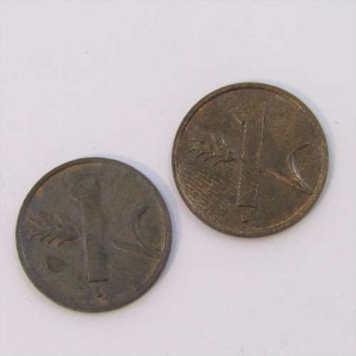 1948 and 1949 Switzerland 1 Rappen coins - both uncirculated