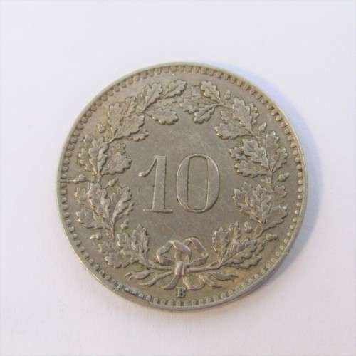 1928 Switzerland 10 Rappen - cracked die