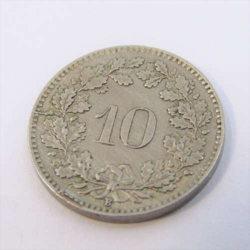 1928 Switzerland 10 Rappen - cracked die