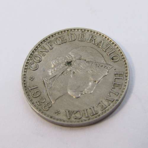 1928 Switzerland 10 Rappen - cracked die