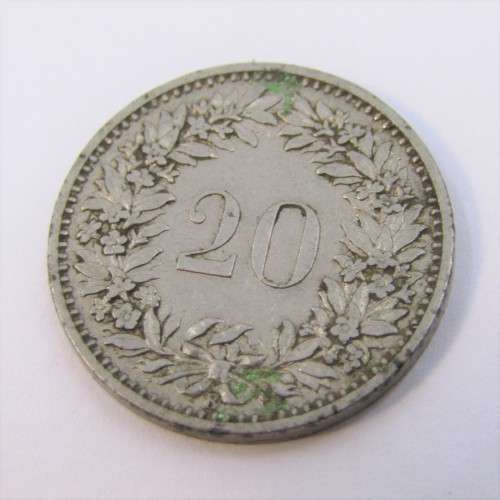 1884 and 1885 Switzerland 20 Rappen coins