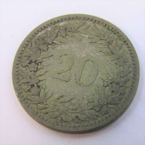 1884 and 1885 Switzerland 20 Rappen coins