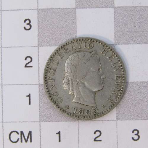 1884 and 1885 Switzerland 20 Rappen coins