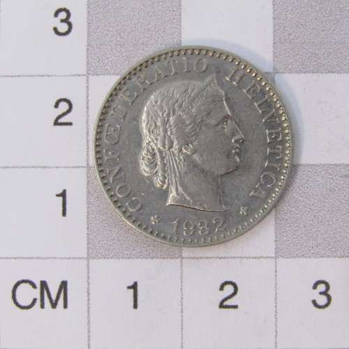 1932 Switzerland 20 Rappen - AU+