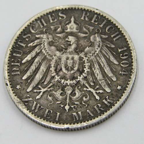1904 German States Prussia 2 Mark - VF