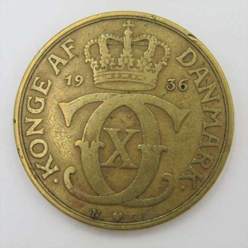 1936 Denmark aluminum bronze 2 Kroner