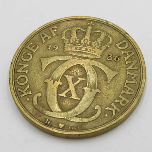 1936 Denmark aluminum bronze 2 Kroner