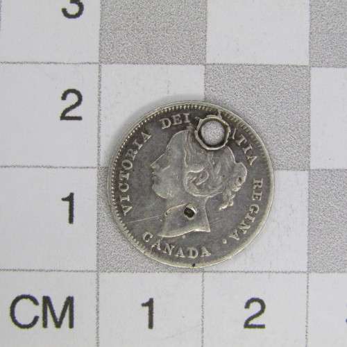 1871 Canada 5 cent - holed