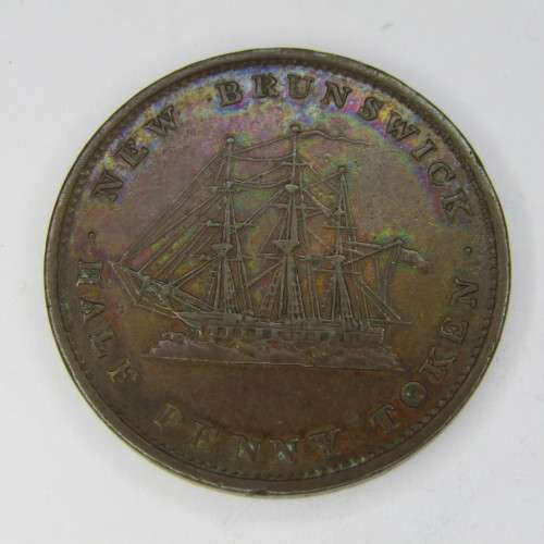 1843 Canada New Brunswick token half penny token - XF