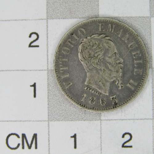 1863 Italy 50 Centesimi `N` mintmark - VF