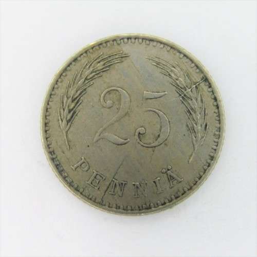 1929 Finland 25 Pennia - scarce - double cracked die