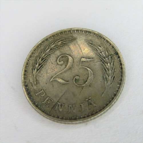 1929 Finland 25 Pennia - scarce - double cracked die