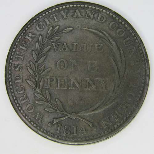 1814 British Worcester City and County One Penny Token