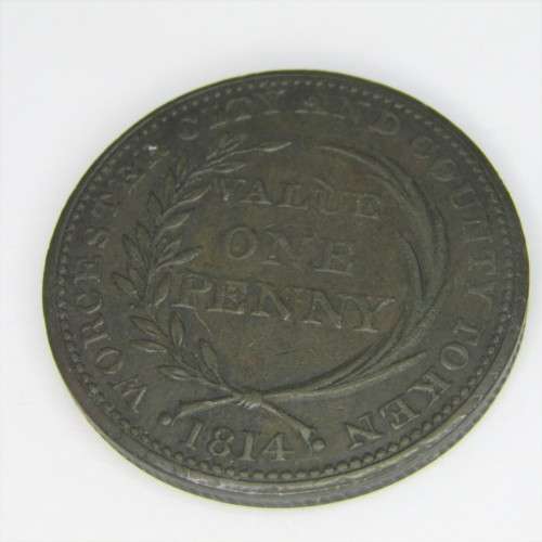 1814 British Worcester City and County One Penny Token