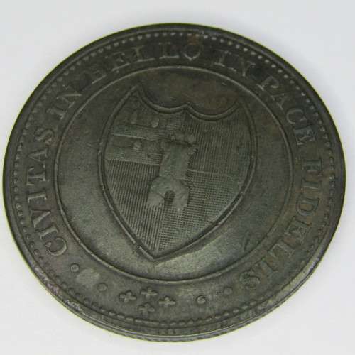 1814 British Worcester City and County One Penny Token