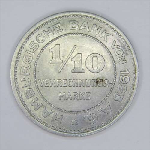 1923 German States Hamburg Reckoning token 1/10th Mark