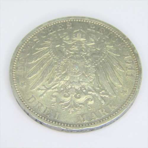 1911 A German States Prussia silver 3 Mark - XF+