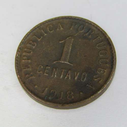 1918 Portugal 1 Centavos - cracked die