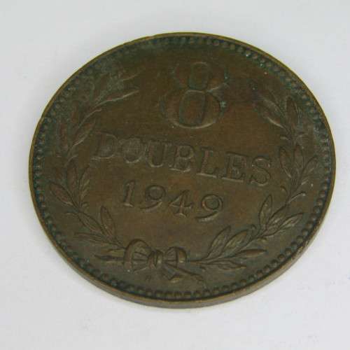 1949 Guernsey 8 Doubles - XF with cracked die