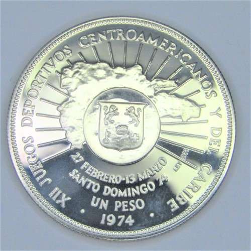 1974 Dominican Republic Silver Caribbean Games crown size coin - only 5000 made