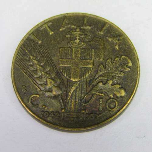 Italy 1941, 1942 and 1943 10 Cent pieces - XF+ - sold as a lot