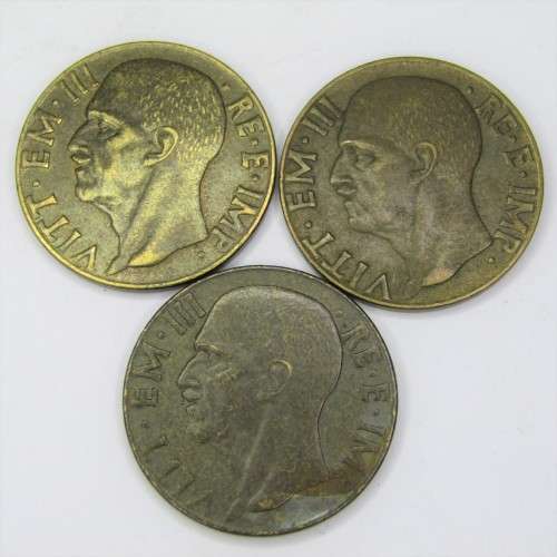 Italy 1941, 1942 and 1943 10 Cent pieces - XF+ - sold as a lot