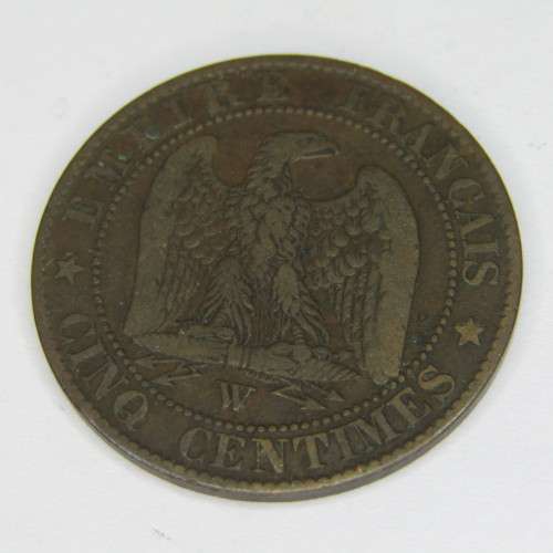 1854 France 5 Centimes `W` mintmark - VF