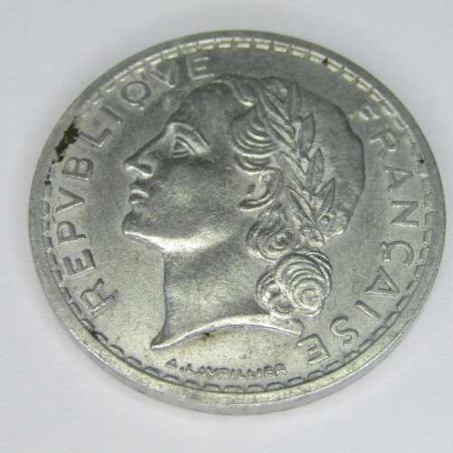 1945 France aluminum `B` 5 Franc - XF+